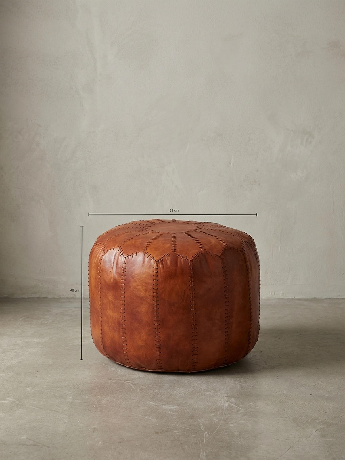 SITZHOCKER – Echtleder Braun, orientalisches Design - Braun, Leder (52/40/52cm) - KADIMA DESIGN