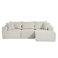 MODULARES Sofa Cord mit Chaiselongue und 2-Sitzer 257/90-160/62 cm Beige - Beige, Textil (160/257cm) - Redom