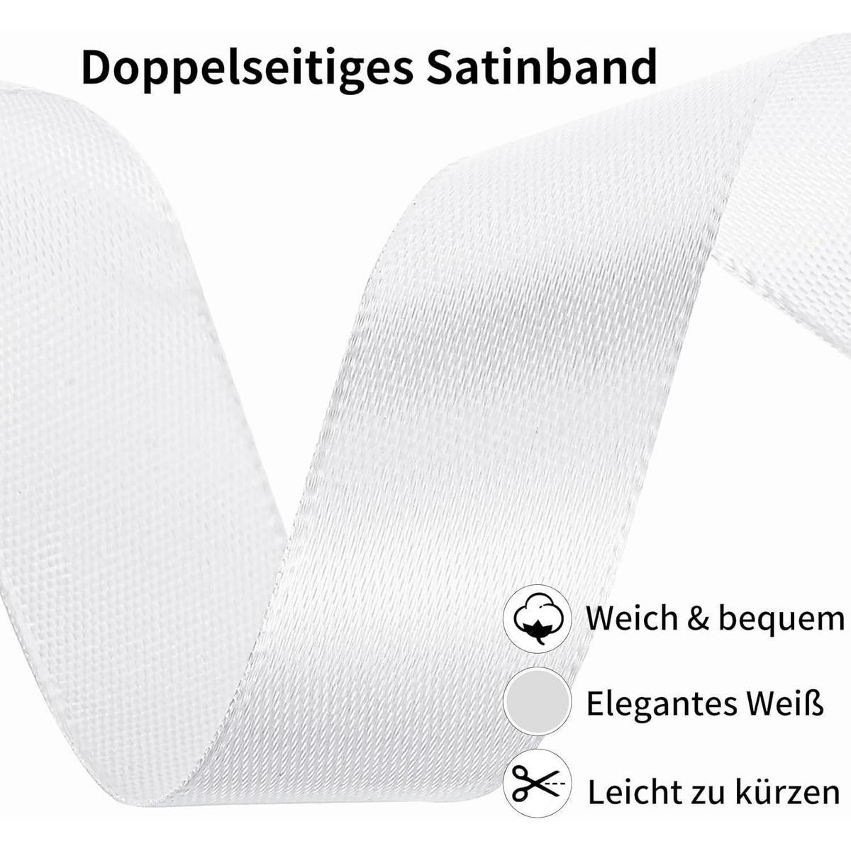 DEKOBAND 50 m Weiss 20 mm Satinband - Weiß, Textil (2/0.1/5000cm)