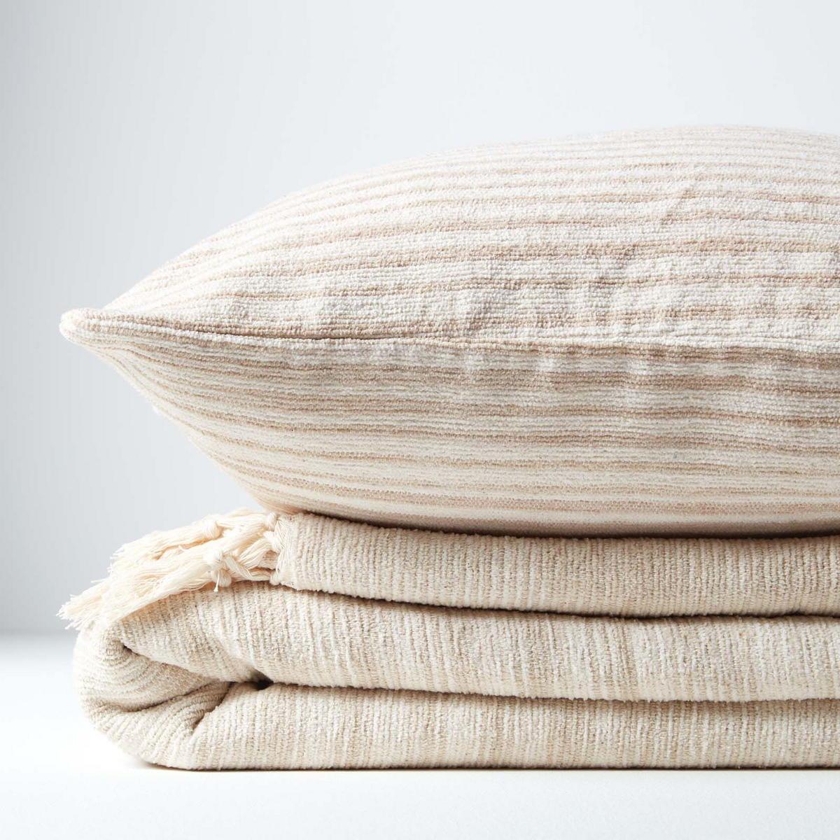 KISSENHÜLLE Chenille Tie Dye beige 45/45 cm - Beige, Textil (45/45cm) - Homescapes