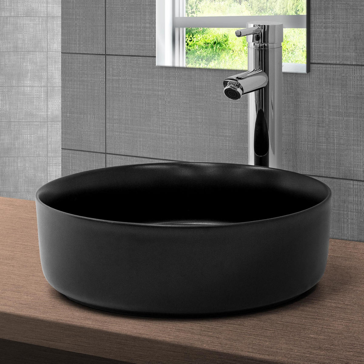 WASCHBECKEN - Schwarz, Keramik (33/12/36cm) - ML-DESIGN