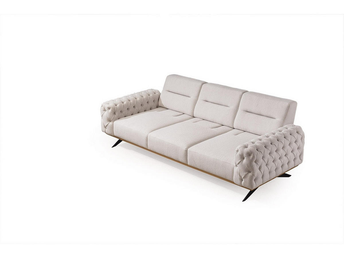 SOFA Havana 4-Sitzer Samt Creme - Beige, Textil/Metall (265/87/95cm) - Villa Möbel
