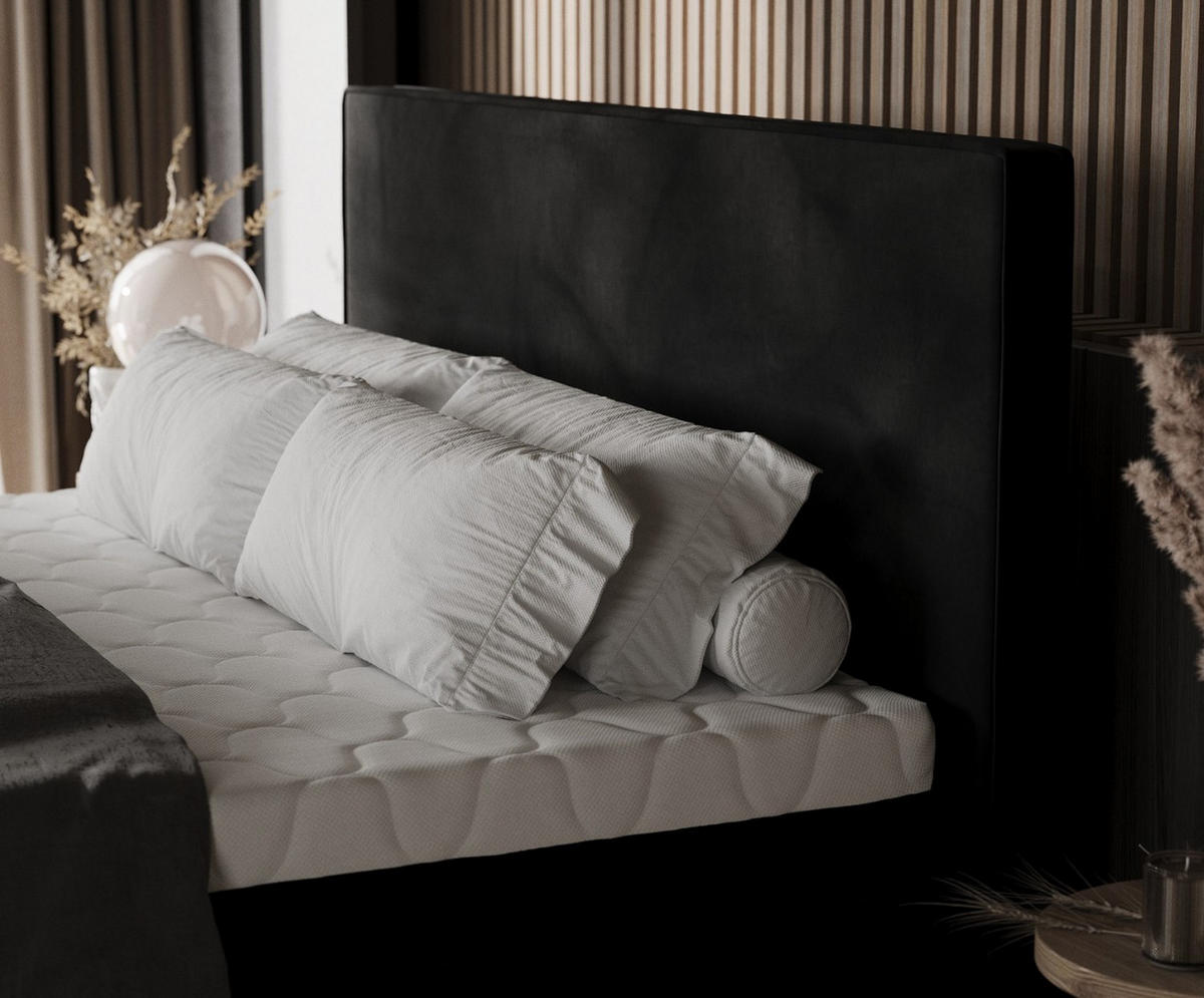 BOXBETT Zalla 200/200 cm Schwarz im Kronos Stoff - Schwarz, Holz/Holzwerkstoff (200/200cm) - AltaBeds