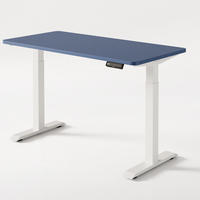 SCHREIBTISCH Elektrisch Höhenverstellbarer HomeOne 140x70cm Weiß/Blau mit Memory-Funktion, Anti-Kollisions Technologie - Blau/Weiß, Holzwerkstoff (70/140/72cm) - Desktronic