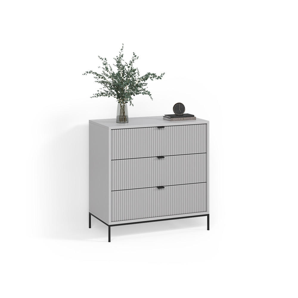KOMMODE Aterno Grau 42 x 81.2 cm mit 3 Schubladen - Grau, Holzwerkstoff (42/81.2/80cm) - Livinity®