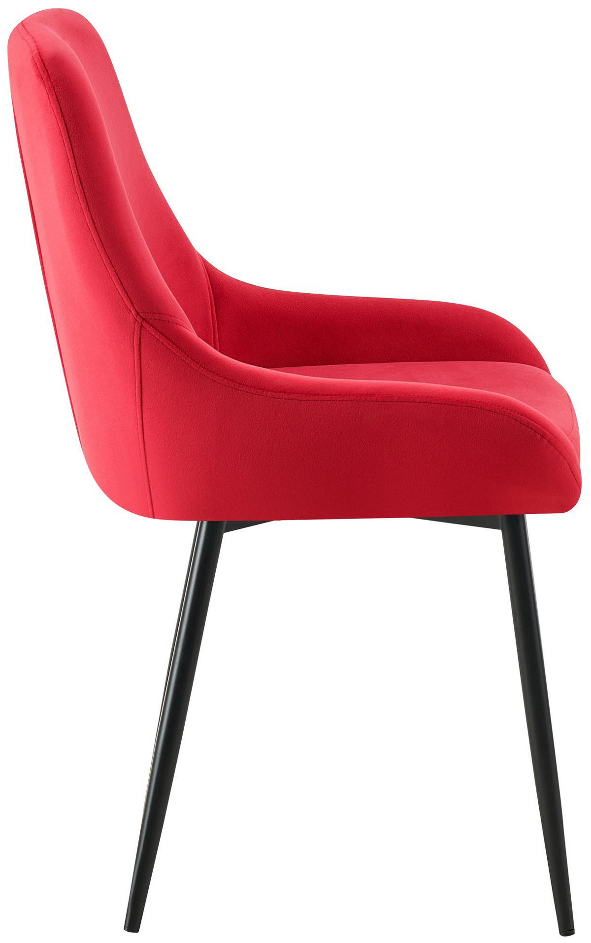 ESSZIMMERSTUHL 2er Set Samt Rot - Rot/Schwarz, Textil (50/86/53cm) - CLP