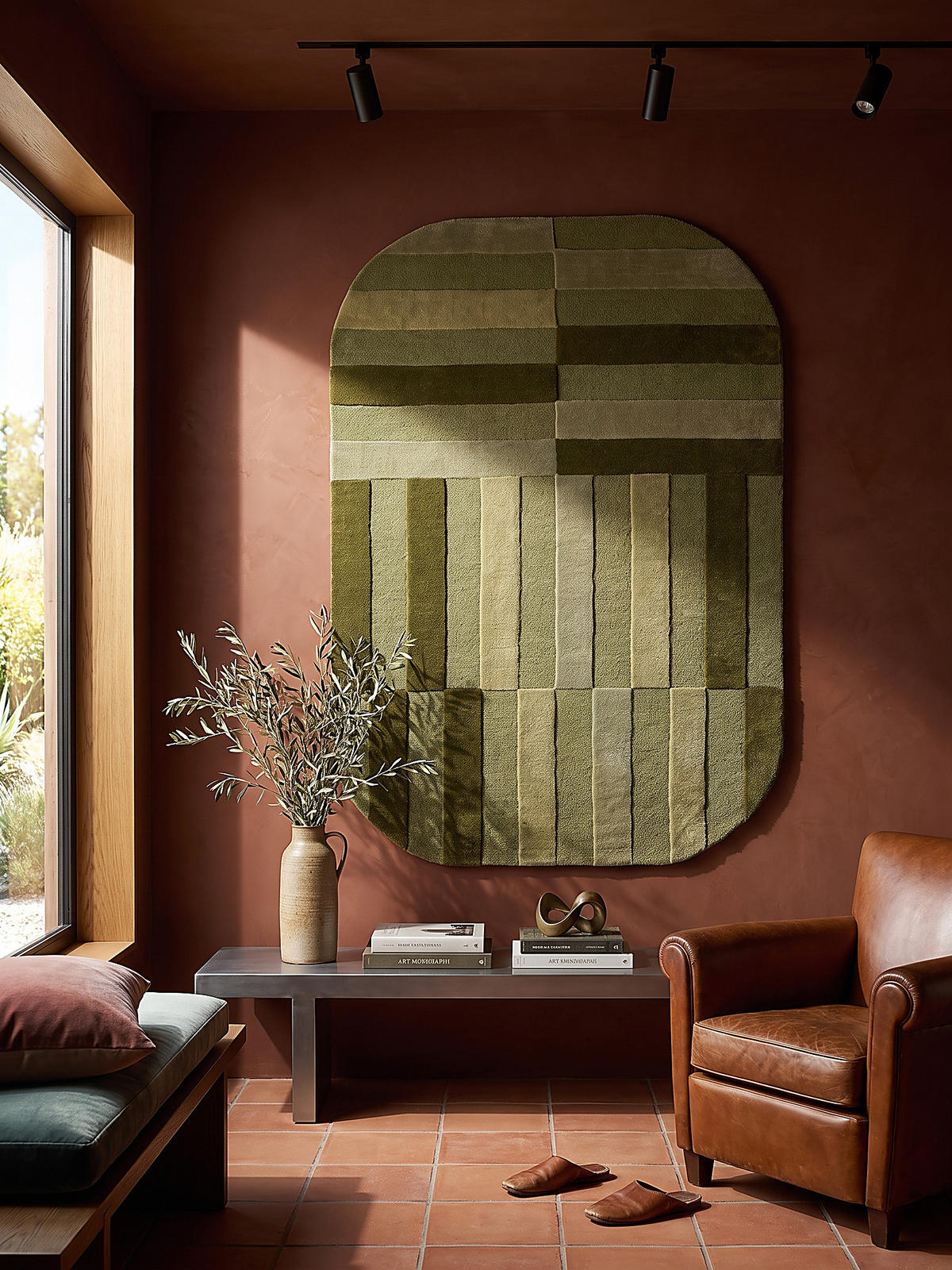 TEPPICH aus Wolle, handgetuftet, LUNAN, in Olivgrün, Blockstreifen, 160 x 230 cm - Grün, Textil (160/230cm) - KADIMA DESIGN