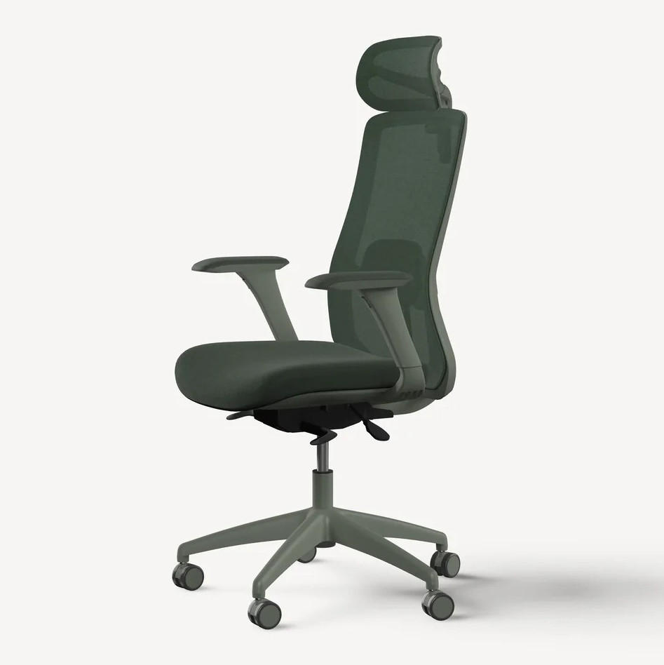 BÜROSTUHL Verstellbarer Ergonomischer SitOne Grün 4-Dimensional Armlehne, Integrierte 4-Wege-Lendenwirbelstütze - Grün, Kunststoff (60/125/68cm) - Desktronic