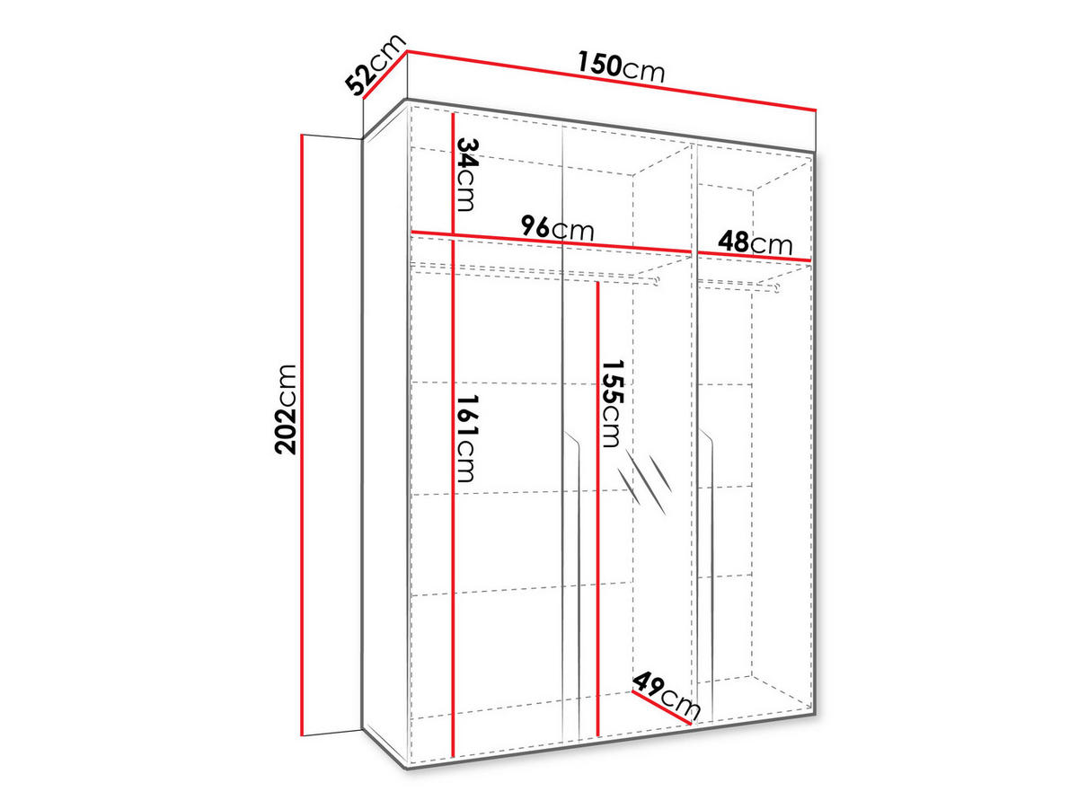 DREHTÜRENSCHRANK Mila II 150 - Kaschmir/Goldfarben, Holzwerkstoff/Kunststoff (150/202/52cm) - MIRJAN24