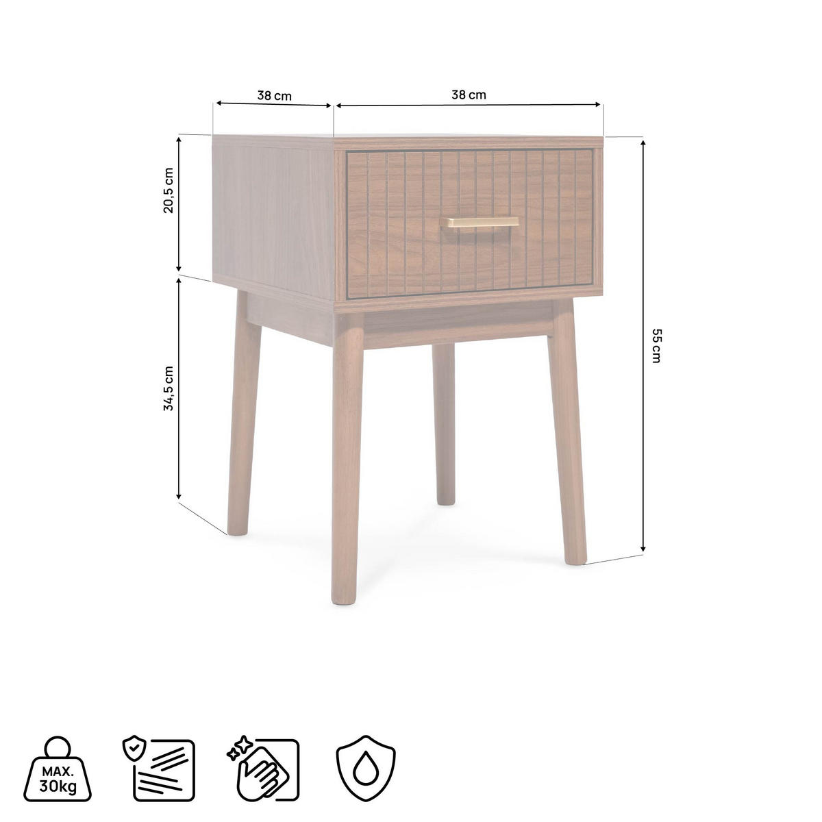 NACHTTISCH 2er-Set Milo aus Walnussholz Retro - Braun, Holz (38/55/38cm) - Sicaan