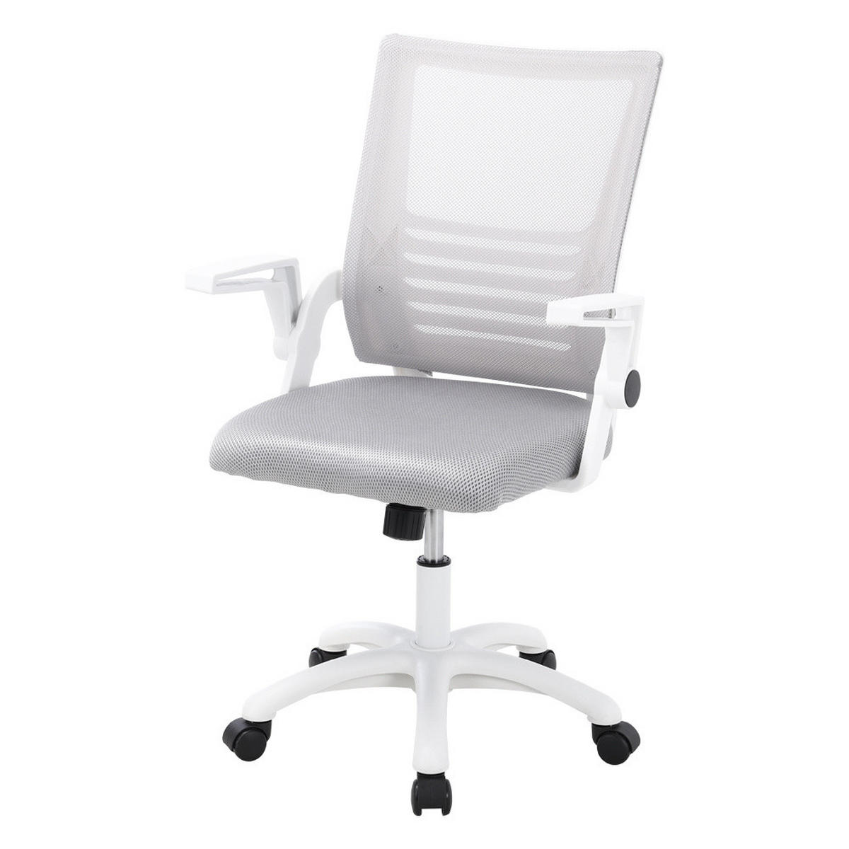 BÜROSTUHL Höhenverstellbar 360°-Drehbar Armlehnen Rollen Grau - Weiß/Grau, Kunststoff (60/101/45cm) - Livingandhome