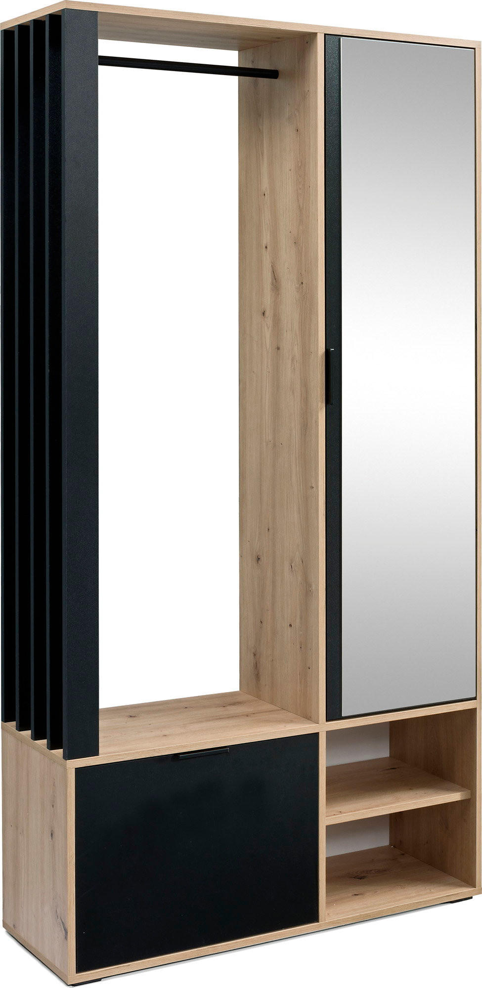 WFL Group Garderoben-Set Eiche Artisan, Schwarz 100x189x33 cm