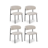 STUHL-SET 4 Stück in Teddystoff Cremeweiß - Schwarz/Weiß, Textil/Metall (55/70/55cm) - Furnhouse