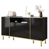 SIDEBOARD Hochglanz 150 x 40 x 80 cm Schwarz mit LED - Schwarz, Holzwerkstoff (150/80/40cm) - Meubliv