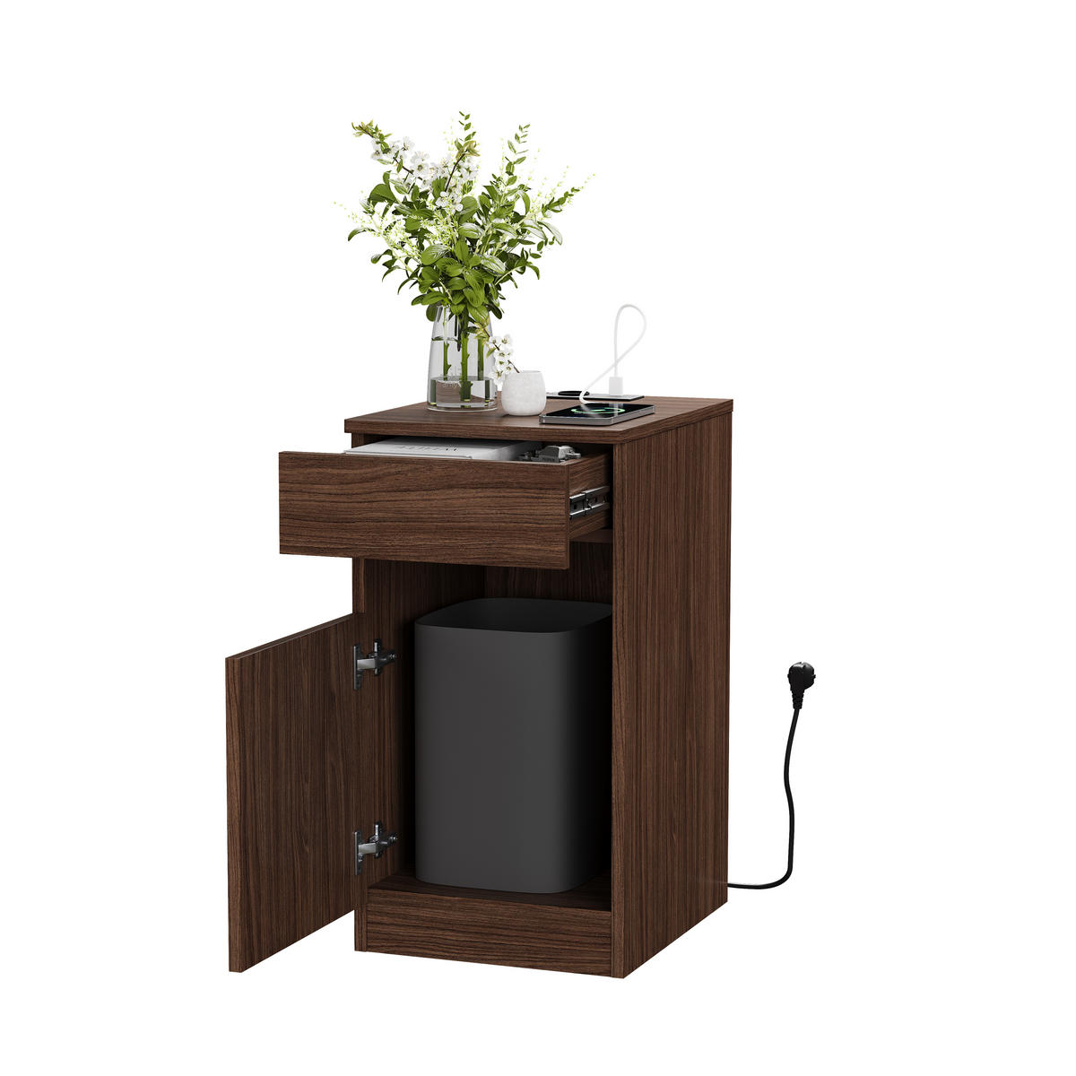 NACHTTISCH Nussbaumfarben 33/40/62 cm - Braun, Holz (33/61.5/40cm) - PANGIVO
