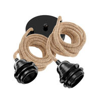 PENDELLEUCHTE Hang 2 Flammig Retro Natur Schwarz - Beige/Schwarz, Naturmaterialien (250/1/250cm) - HOOPZI
