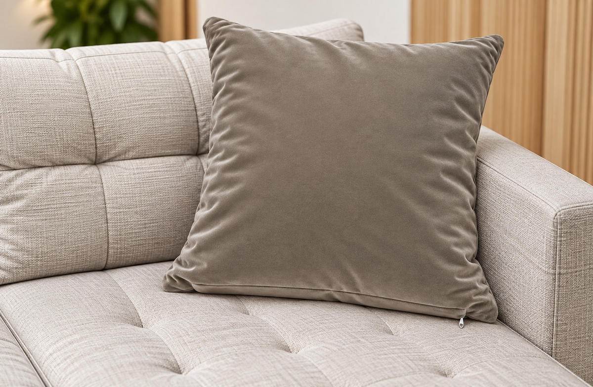 KISSENBEZUG Taupe 40x40 Samt weich - Taupe, Textil (40/40cm) - TiborTex