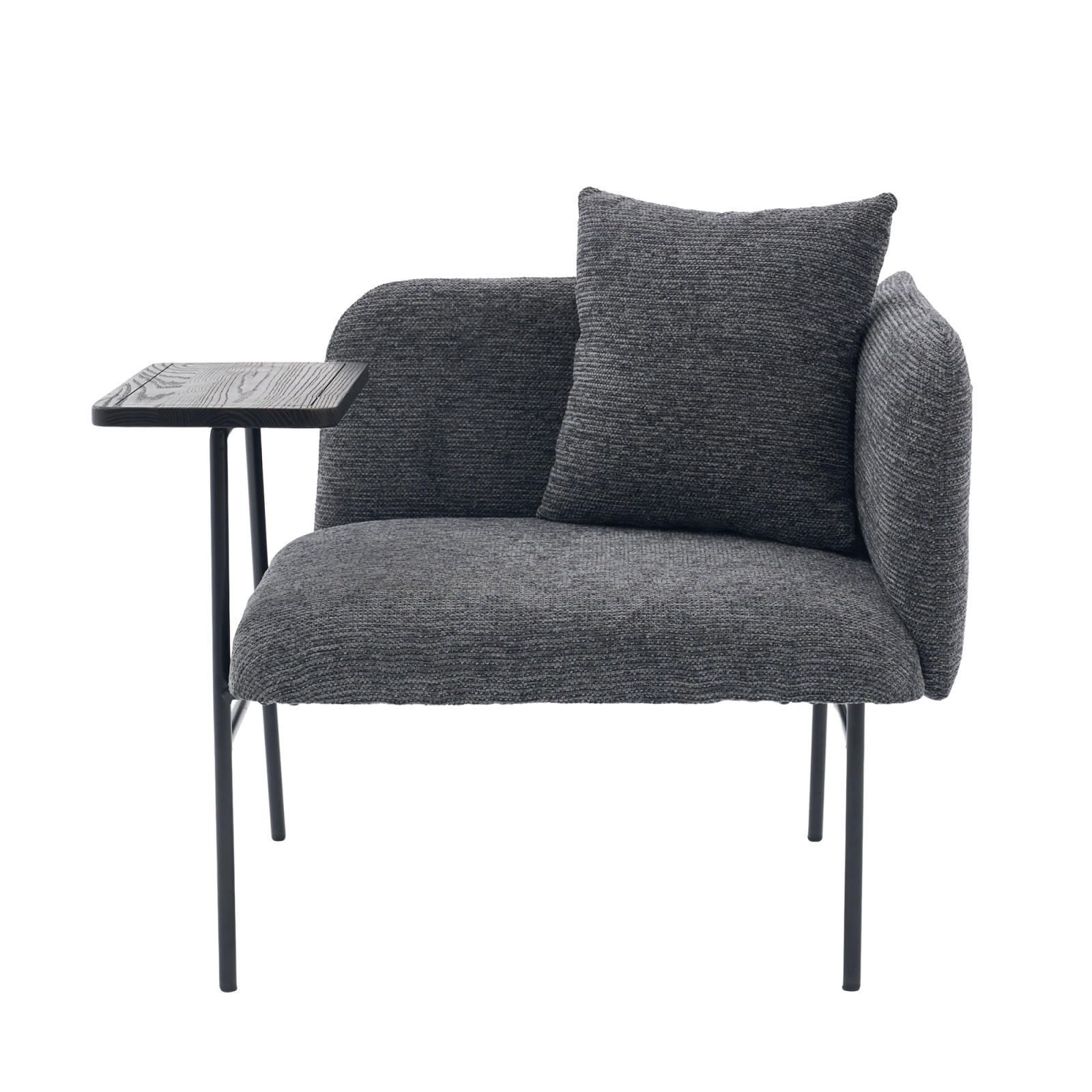 SESSEL mit Beistelltisch und Seitentaschen, Polstersessel Wohnzimmer, Dunkelgrau - Grau, Textil (64/71/64cm) - PARAFTA HOME