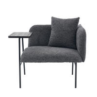 SESSEL mit Beistelltisch und Seitentaschen, Polstersessel Wohnzimmer, Dunkelgrau - Grau, Textil (64/71/64cm) - PARAFTA HOME