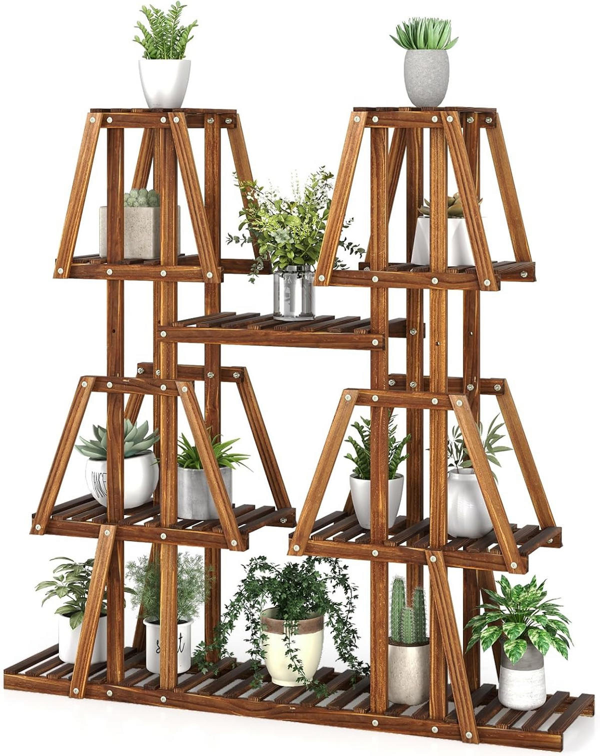 PFLANZENTREPPE Braun - Braun, Holz (27/114/113cm) - COSTWAY