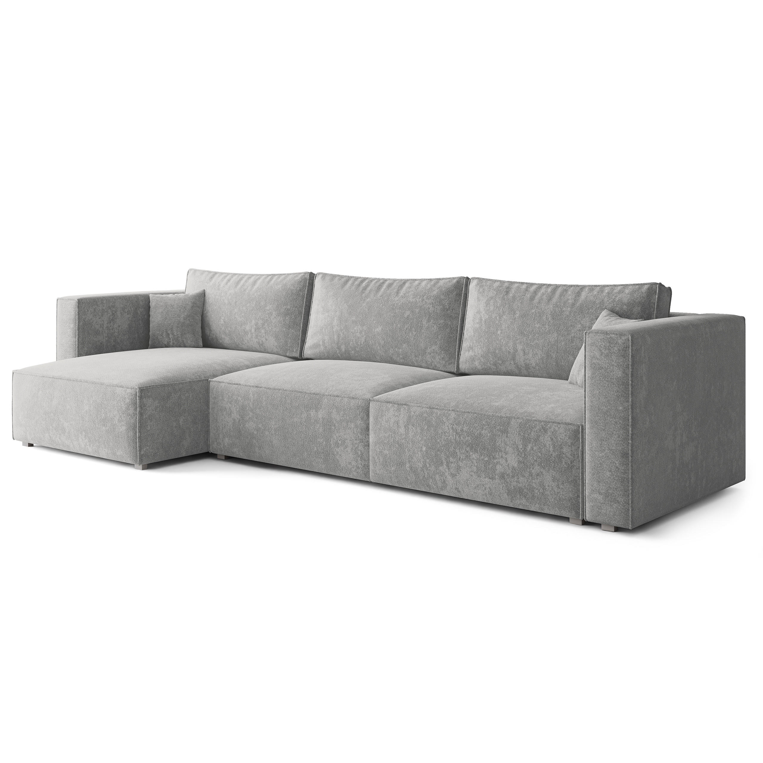 ECKSOFA TOLMO LM Hellgrau Chenille mit Schlaffunktion - Hellgrau, Holzwerkstoff/Textil (347/148cm) - MASSENO