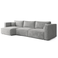 ECKSOFA TOLMO LM Hellgrau Chenille mit Schlaffunktion - Hellgrau, Holzwerkstoff/Textil (347/148cm) - MASSENO