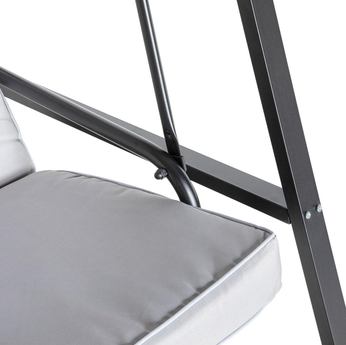 HOLLYWOODSCHAUKEL 145/116/172 cm mit verstellbarem Sonnendach und Polsterung, Grau - Grau, Textil (116/172/145cm) - Redom
