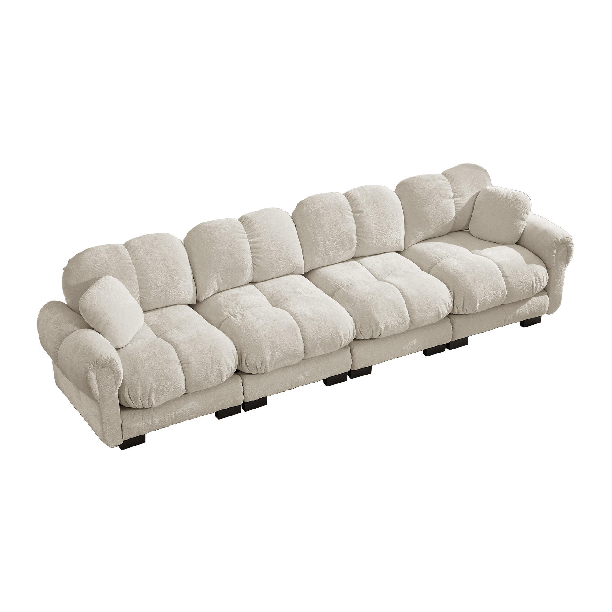 4-SITZER-SOFA DE-34384 Steppdesign Hellkhaki - Sandfarben, Textil (86/90/330cm) - ComfortXL