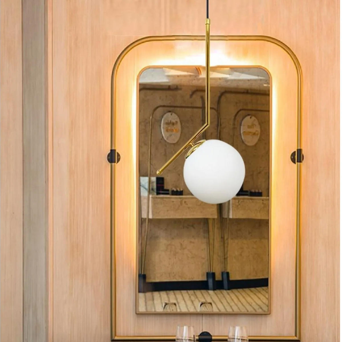 PENDELLEUCHTE Wohnzimmer Waterfor - Goldfarben, Glas/Metall (50/30/50cm) - Bamyum