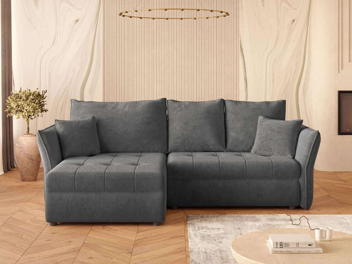 ECKSOFA Lino Dunkelgrau - Dunkelgrau/Schwarz, Holz/Kunststoff (270/172cm) - Graingold