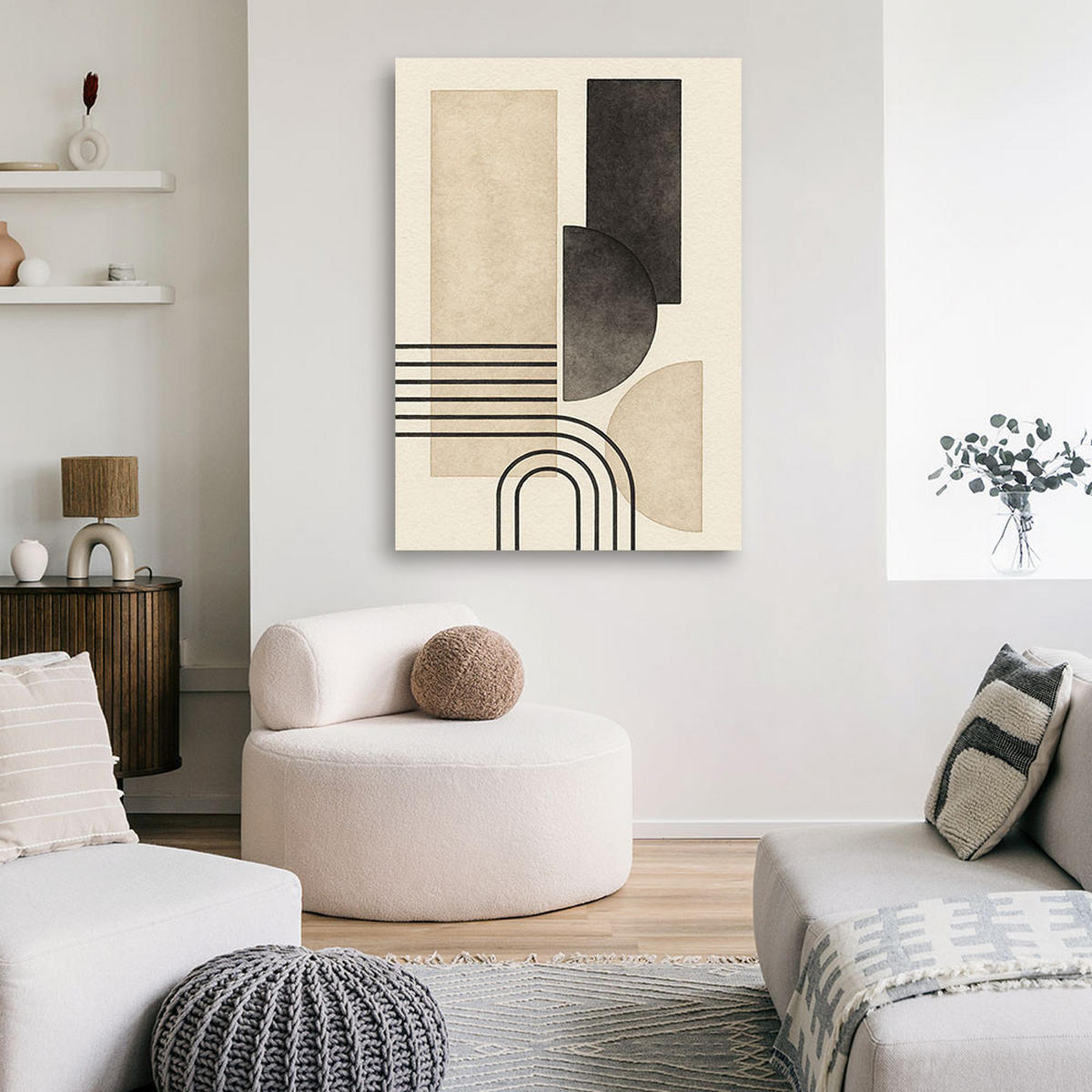 LEINWANDBILD Abstraktion 80x120cm - Beige, Textil (80/120cm) - Feeby