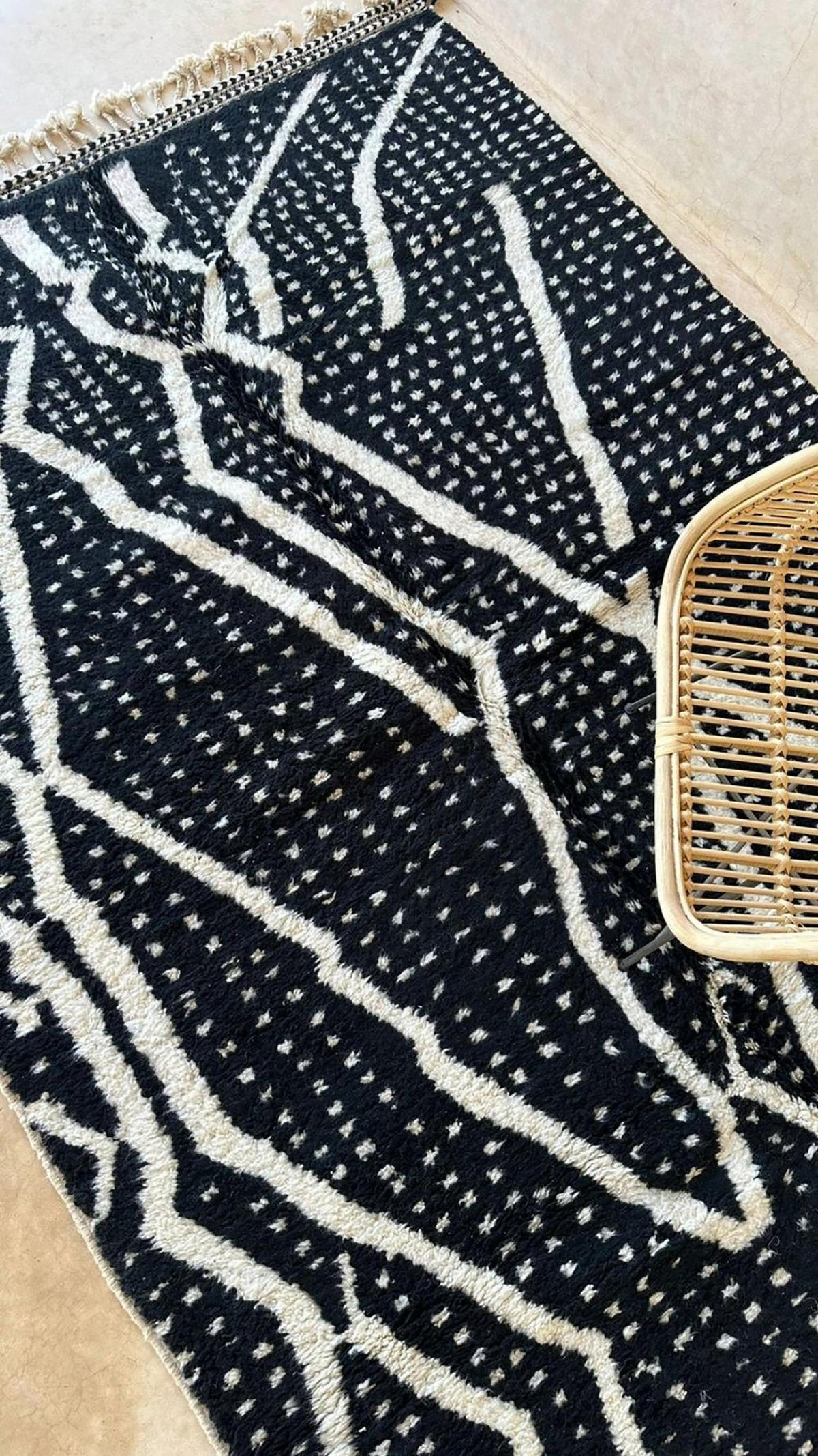 BERBERTEPPICH aus Marokko schwarz weiß schwarz - Schwarz, Naturmaterialien (191/270cm) - AFK Living