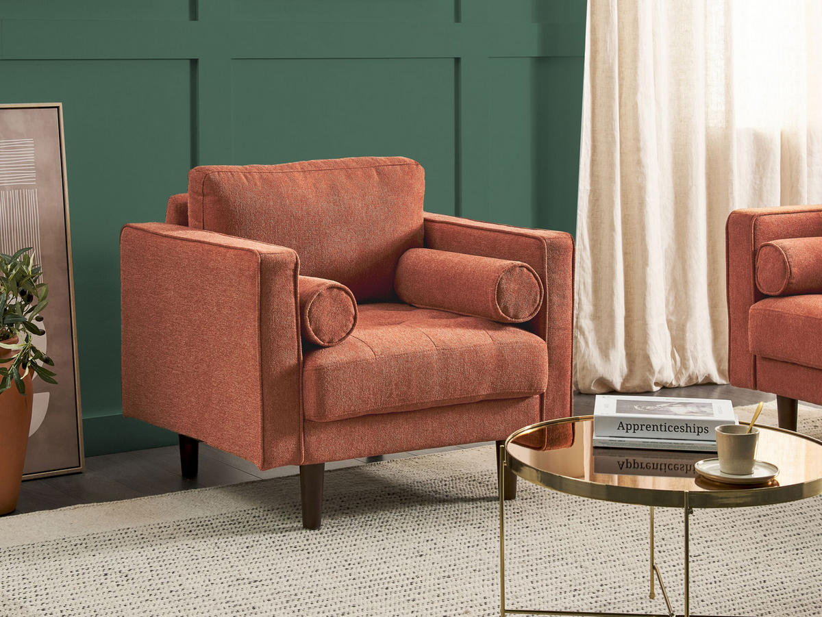 SESSEL goldbraun Nurmo - Dunkelbraun/Braun, Textil (86/78/74cm) - Beliani