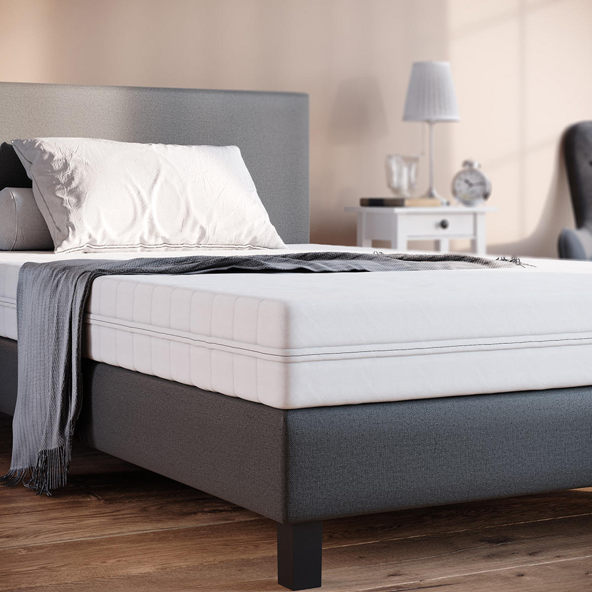 KALTSCHAUMMATRATZE Weiß 140 x 200 cm H2 Härtegrad, 7Zonen - Weiß, Textil - VitaliSpa