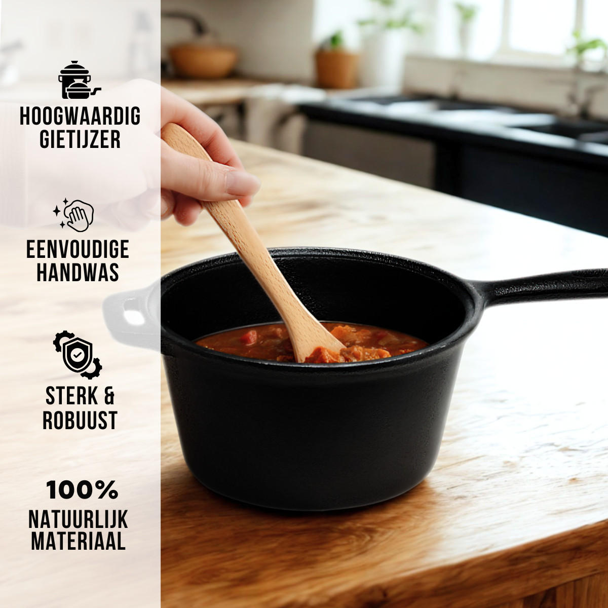 STIELKASSEROLLE Sauteuse Gusseisen / ø 18 cm - 1,5 Liter - ohne Antihaftbeschichtung - Schwarz, Keramik (1/2/9cm) - Blackwell