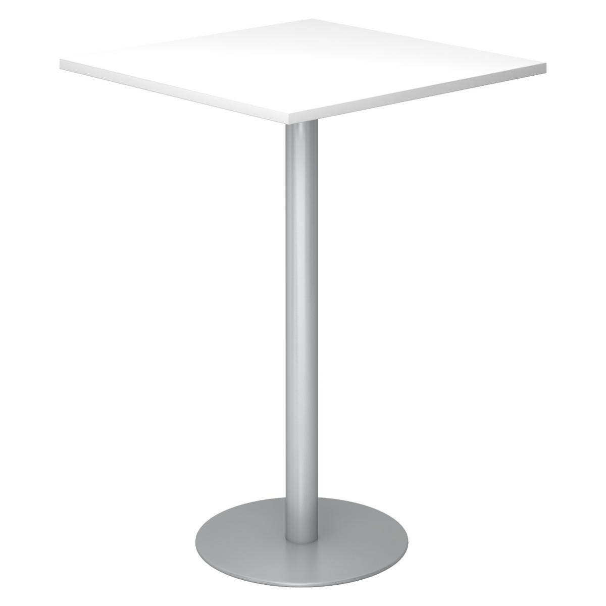 STEHTISCH eckig STH 80/80/111,6 cm in Weiß/Silberfarben - Silberfarben/Weiß, Holzwerkstoff (80/80/111.6cm) - bümö