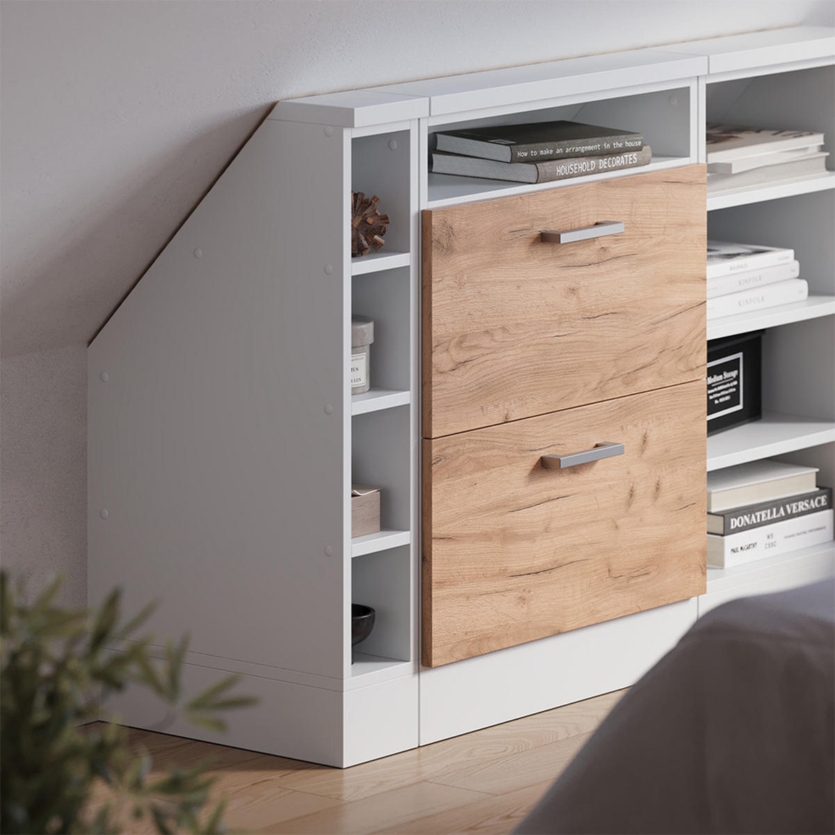 KUCHYŇSKÁ SKŘÍŇKA POD ŠIKMOU STŘECHU R-Line Bílá - bílá, kompozitní dřevo (15/81.8/46cm) - Vicco