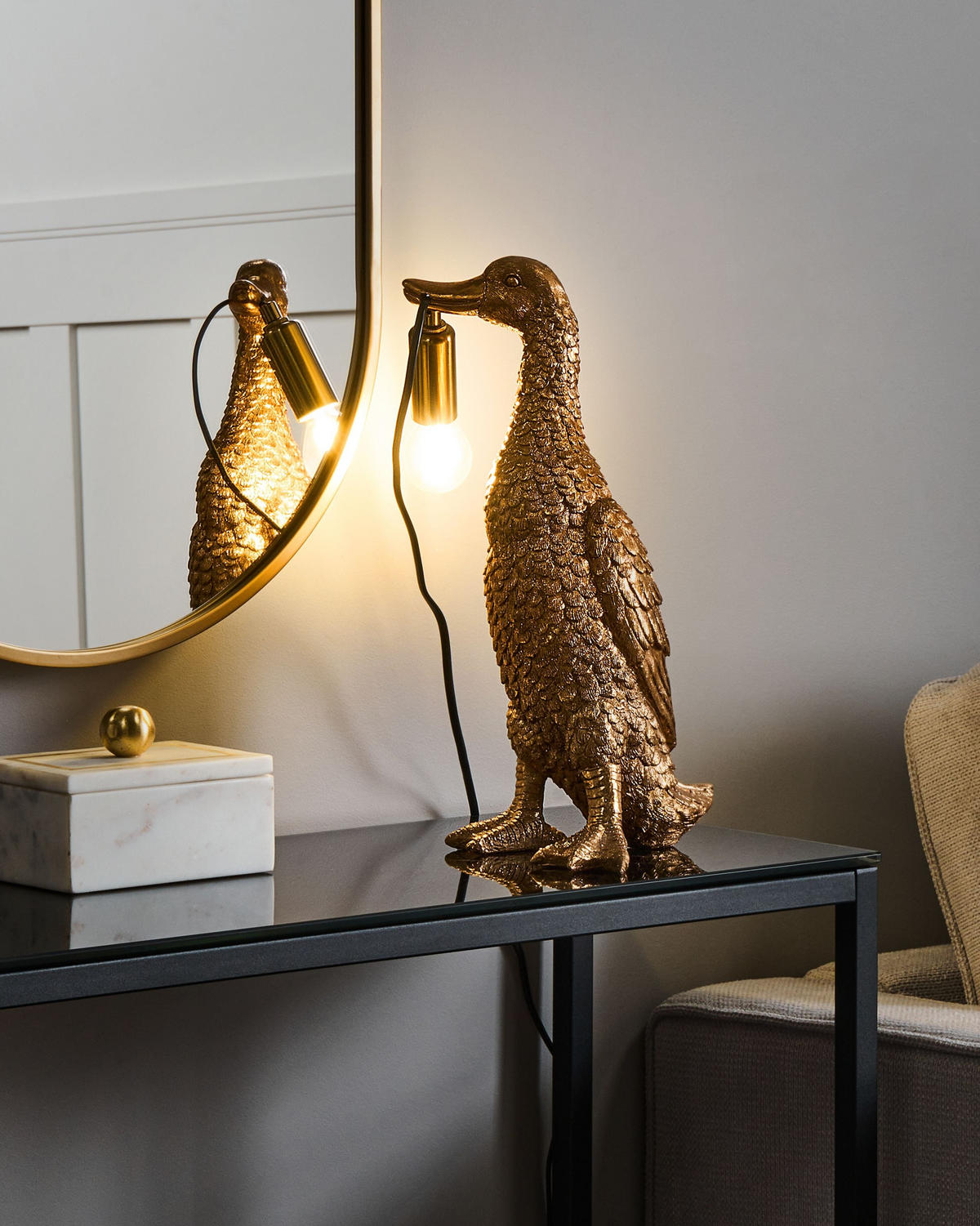 TISCHLAMPE Gold Anatis - Messingfarben/Goldfarben, Kunststoff (19/17/37cm) - Beliani