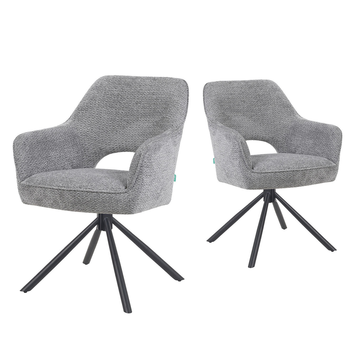 DREHSTUHL Mika-Ben 2er-Set - Dunkelgrau/Schwarz, Textil/Metall (60/87/65cm) - DUBI Möbel