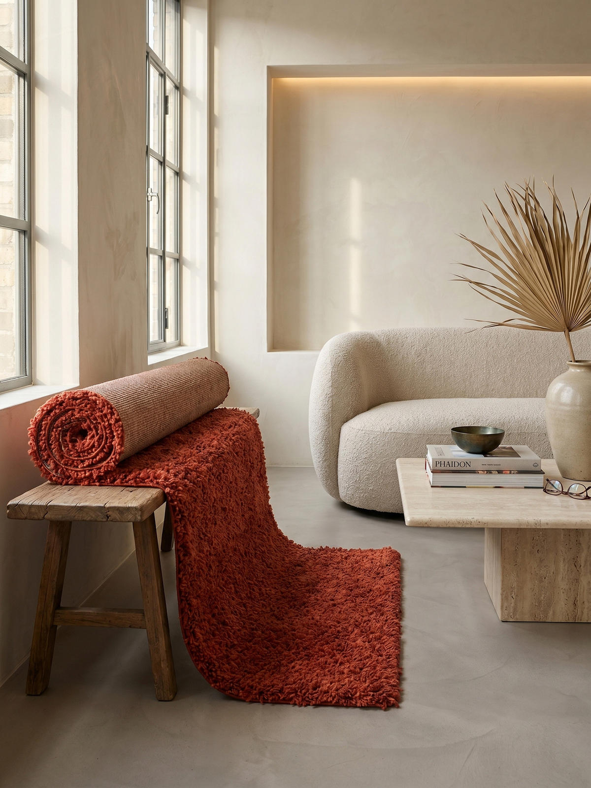 HOCHFLORTEPPICH RHEIN, einfarbig, aus Polypropylen, Terrakotta, 60 x 110 cm - Orange, Textil (60/110cm) - KADIMA DESIGN