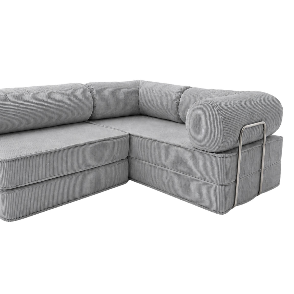 ECKSOFA Cord 300 x 200 cm Grau mit Schlaffunktion - Grau, Textil (300/200cm) - SURB