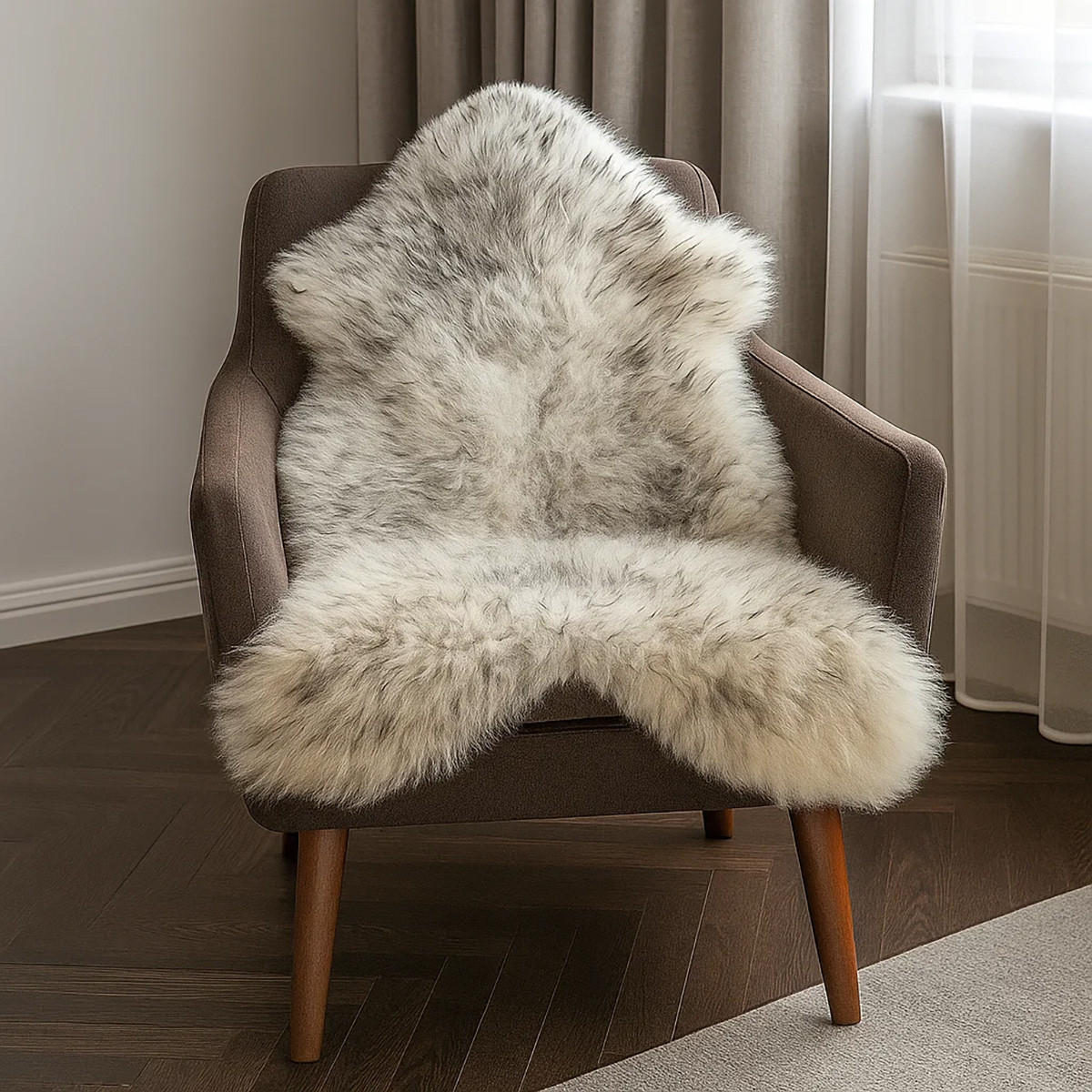 SCHAFFELL Geflammt Natur mit kleinen Mängeln ca. 110 cm - Schwarz, Fell (60/110cm) - Provellus