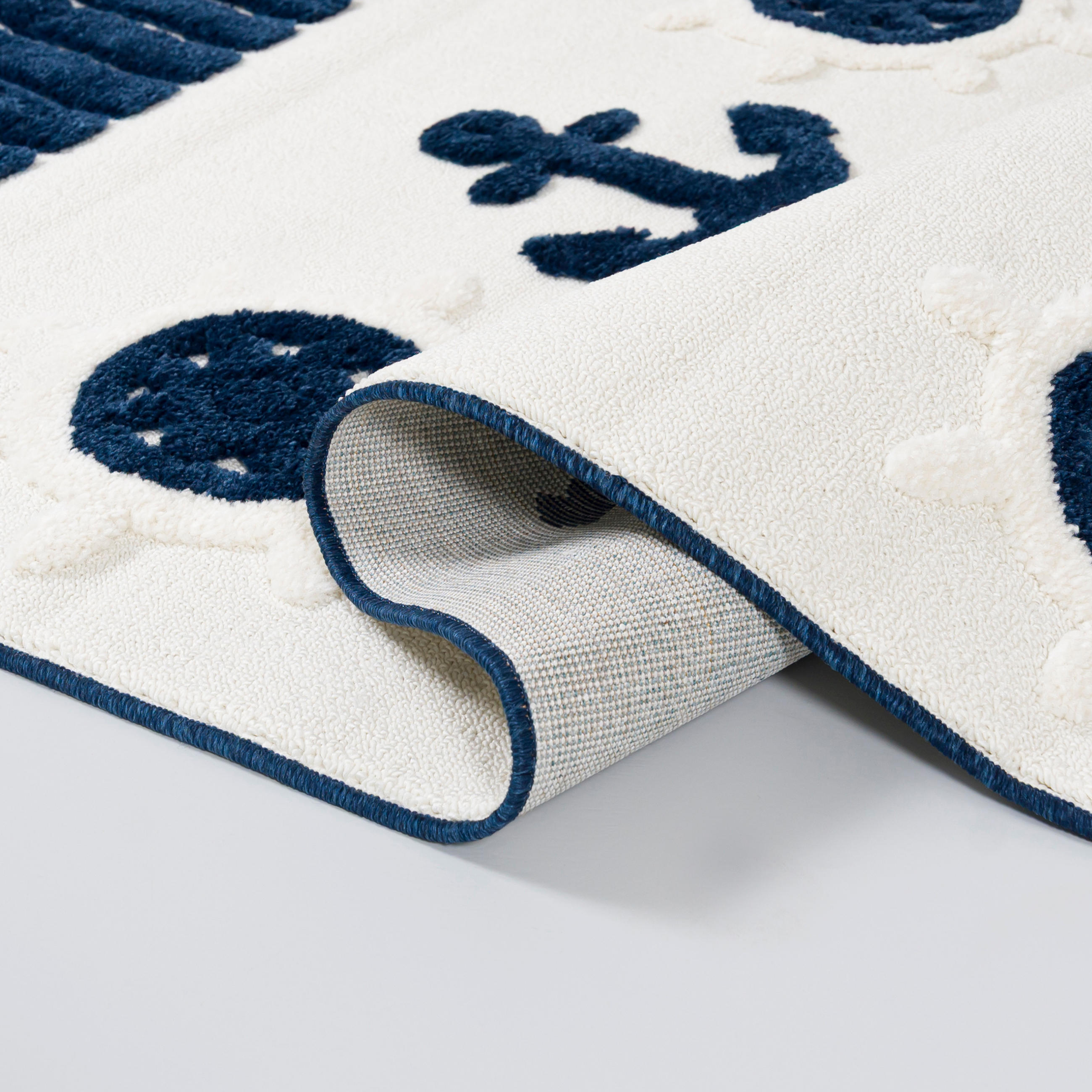 KINDERTEPPICH Beige Anker, Maritim - Mittelflor Rechteckig Weich 160 x 230 cm - Multicolor/Dunkelblau, Textil (160/230cm) - Mazovia