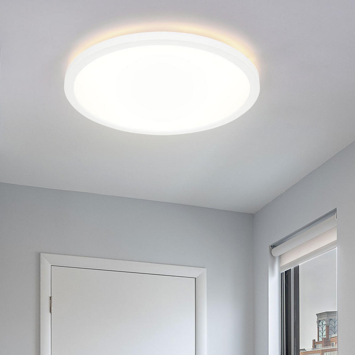 LED DECKENLEUCHTE Kunststoff Weiß Opal - Weiß, Kunststoff (42/42/2.5cm) - Globo Lighting