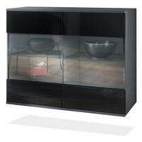 KOMMODE Bari Schwarz Hochglanz - Schwarz Hochglanz, Holzwerkstoff (92.5/73.5/35cm) - Vladon