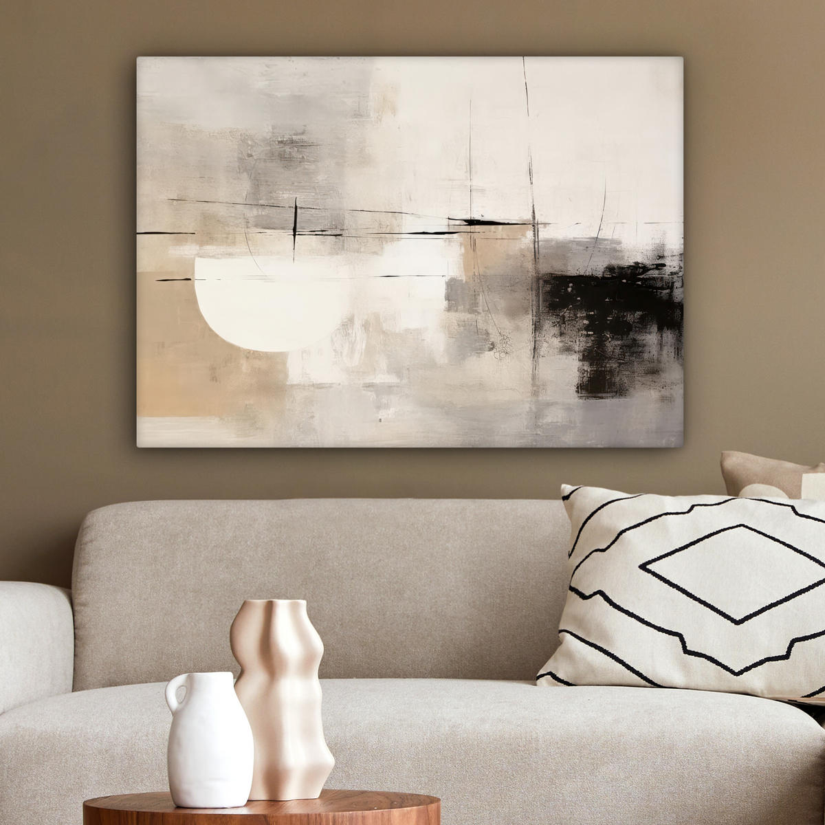 LEINWANDBILD Abstrakt - Kunst - Grau Wandbilder 80x60 cm - Hellgrau, Textil (80/60cm) - MuchoWow