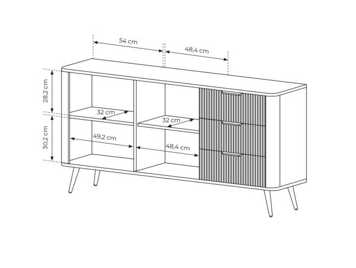 KOMMODE mit drei Schubladen BELLO Schwarz - Schwarz, Holzwerkstoff (163.2/81.2/38cm) - Compleo24