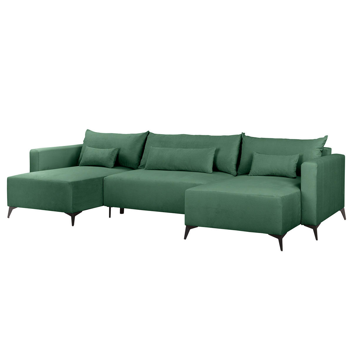 WOHNLANDSCHAFT - Dunkelgrün/Schwarz, Textil (382/81/148cm) - home24