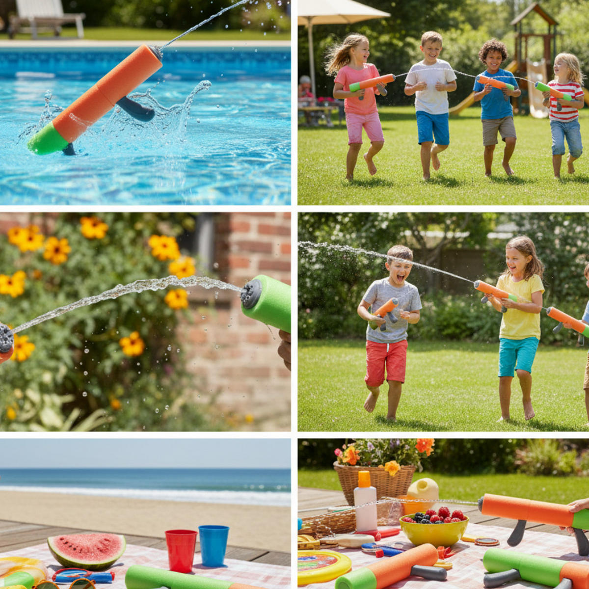 WASSERPISTOLE 4er Set 44 cm Bunt, Wasserblaster, Wasserspielzeug, Poolspielzeug, Strandspielzeug, Gartenspielzeug, Outdoor Spielzeug, Sommer Spielzeug - Schwarz/Orange, Kunststoff (50/30/10cm) - Sena