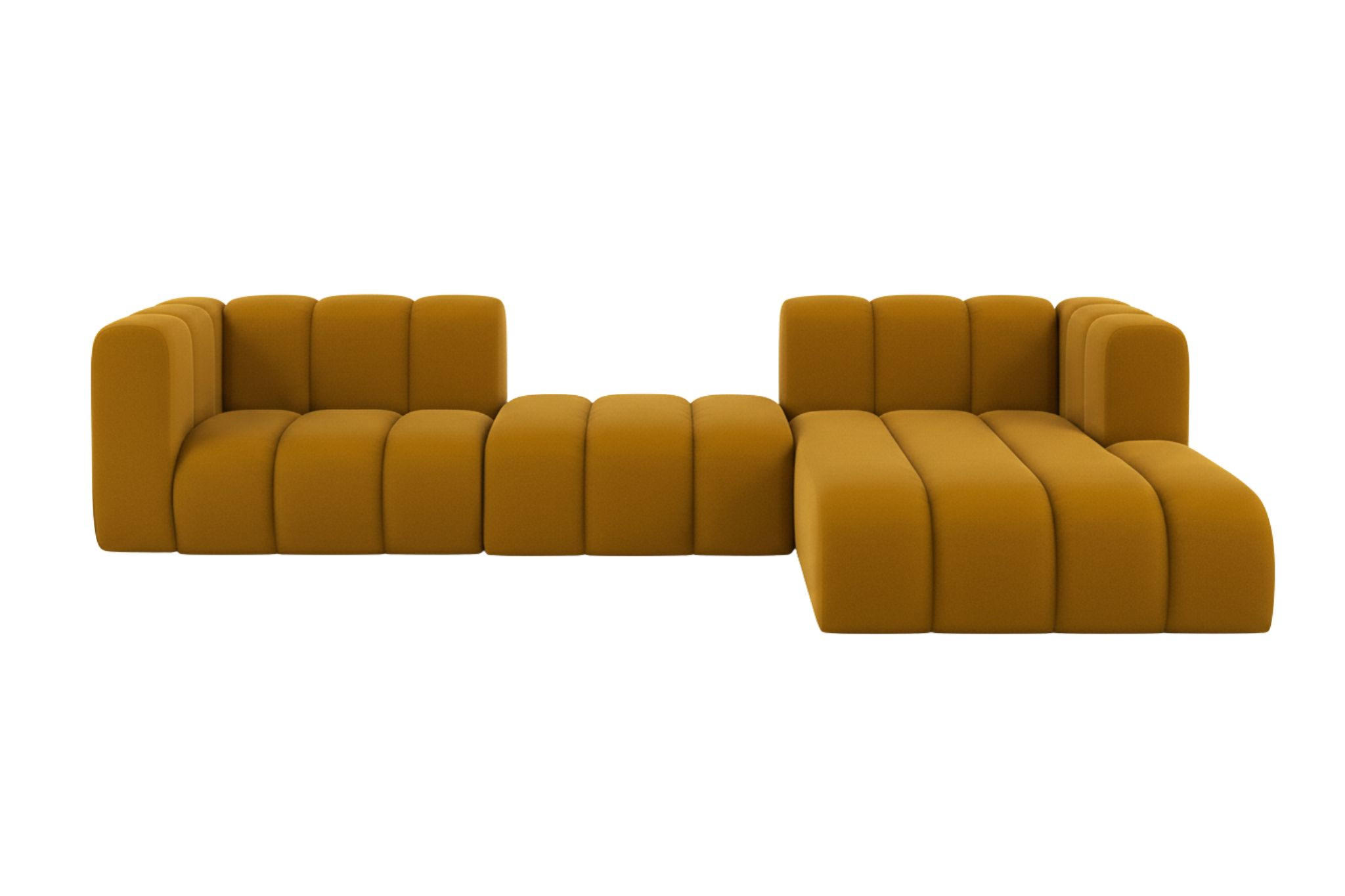 ECKSOFA L-Form Grand L 319 cm, Veloursstoff Salvador, Gelb, Rechts - Gelb, Holz (319/179cm) - Kaiser Möbel